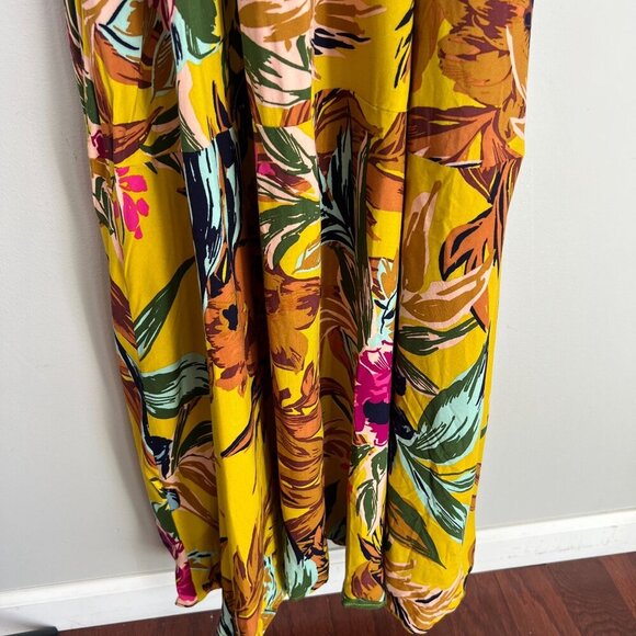 Vince Camuto Womens Floral Print Rayon Maxi Dress XS Playful Paisley Yellow - Picture 6 of 10